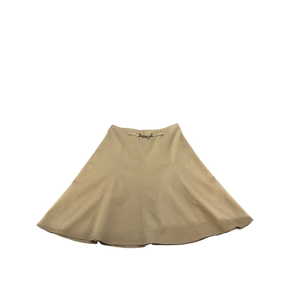 NYCC New York Clothing Co Tan A-Line Midi Skirt Khaki Horsebit 10 Equestrian